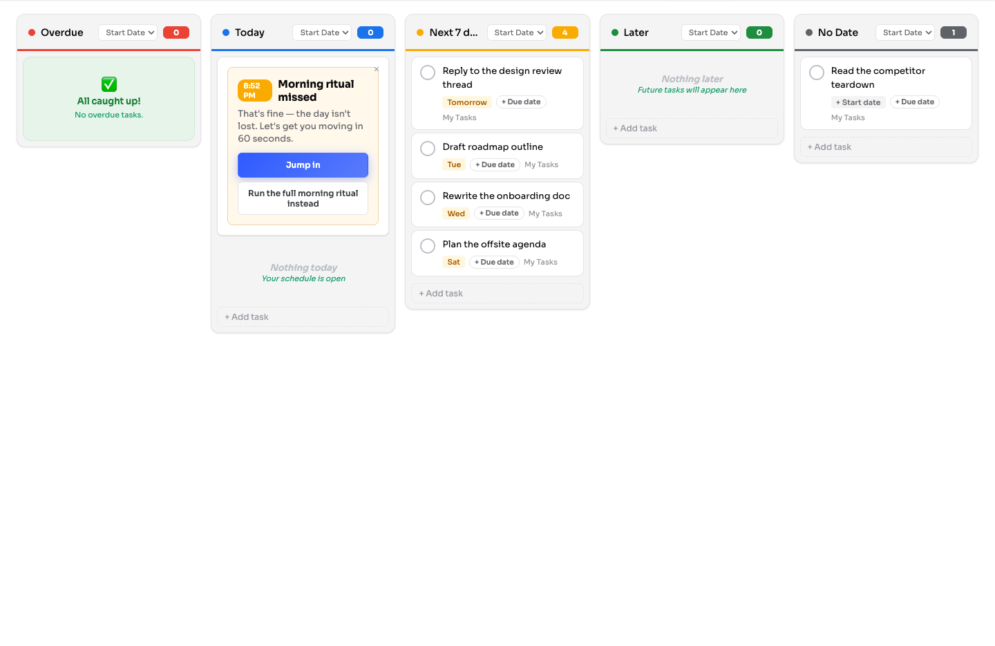 Traverce Extension arranging Google Tasks across a visual planning board